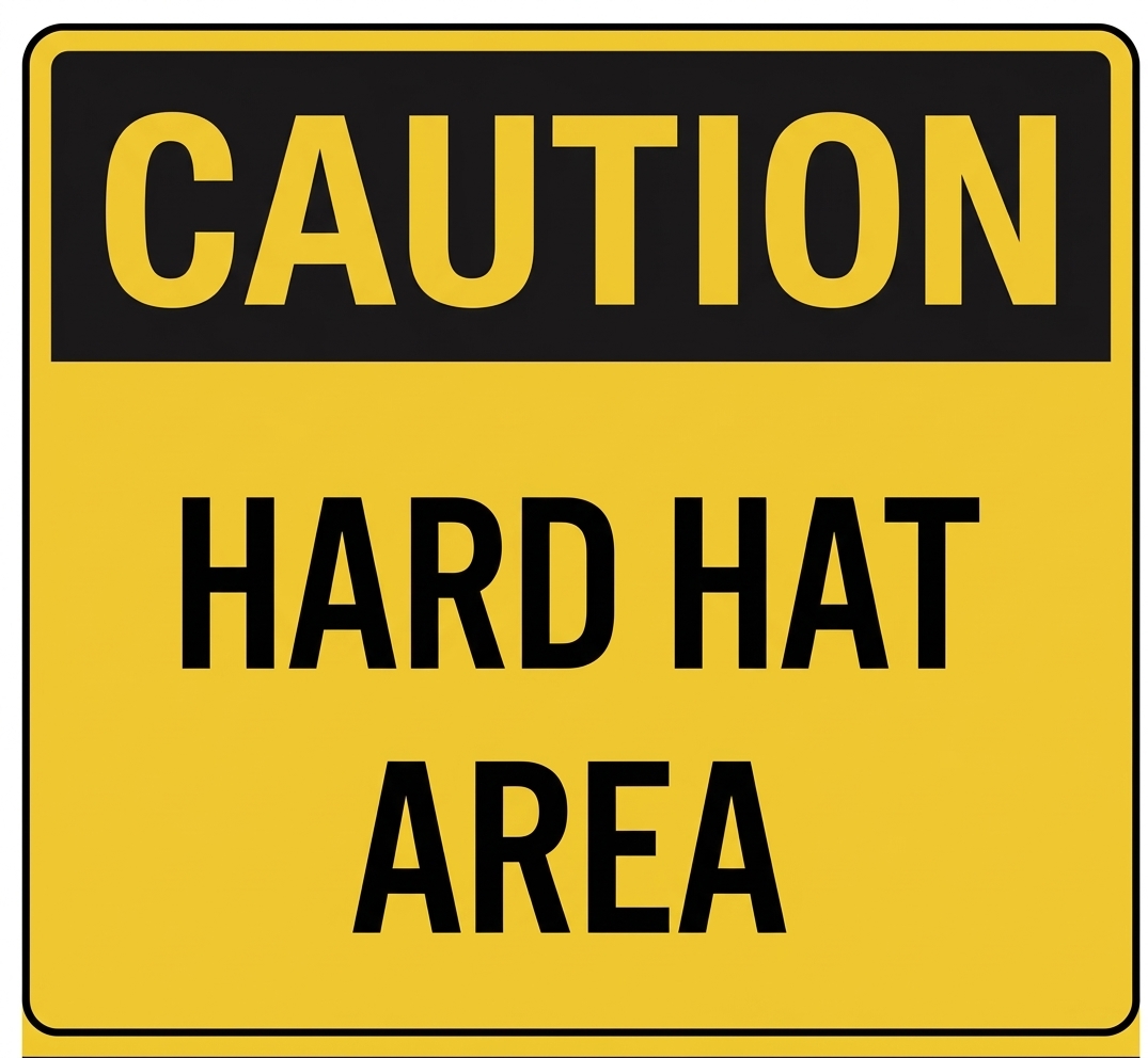 Caution hard hat area safety sign